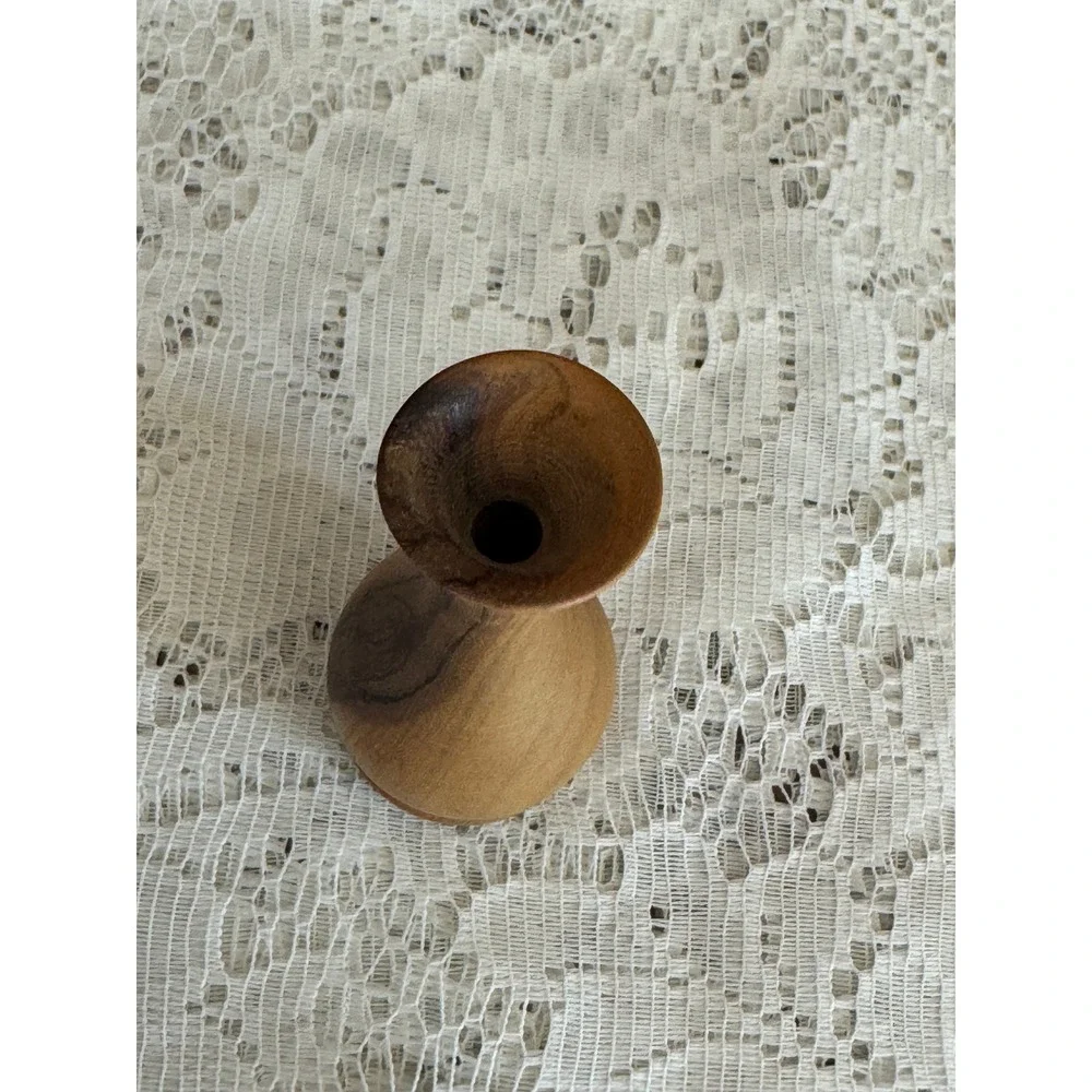 Miniature Hand Turned Wood Bud Vase Natural Rustic Artisan Decor Shadow Box
